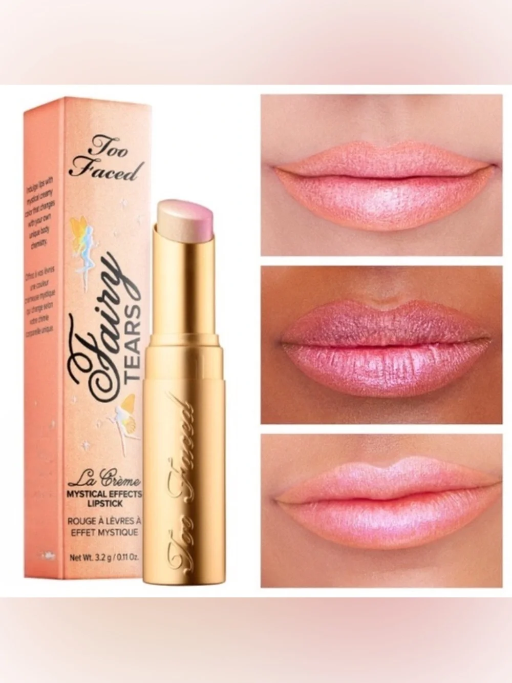 NIB Too Faced Fairy Tears La Crème Mystical Effects Lipstick